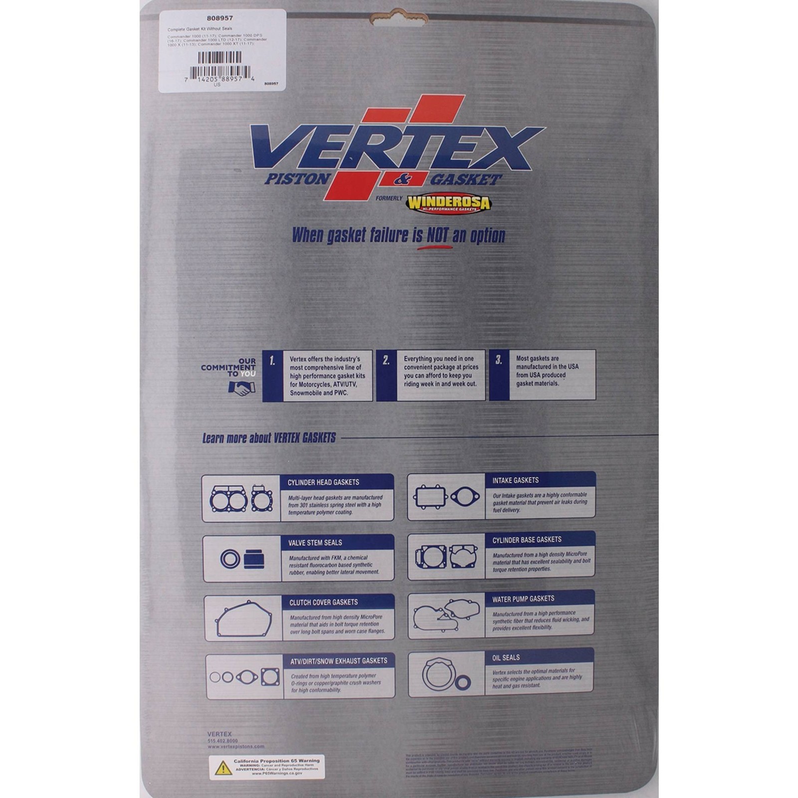 Complete Gasket Kit for Can-Am Commander 800 STD 800cc 2011 - 2015 808957