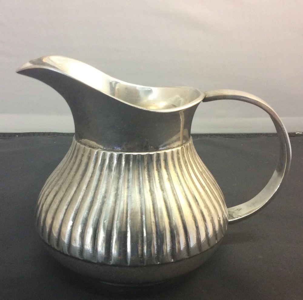 Antique Silverplate Pitcher Ribbed 5”