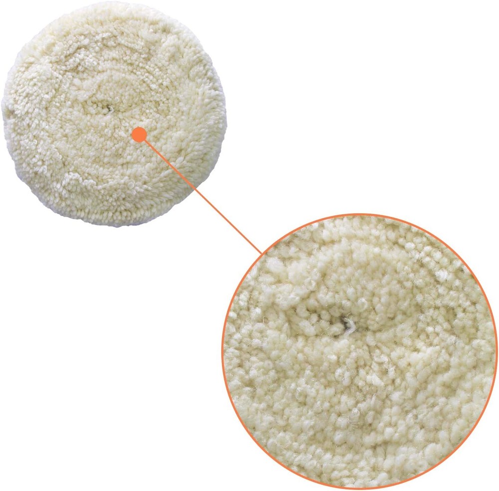 100% Wool 7 Inch HEAVY CUT Buffing Pad Double-Sided 7 Inch Hook and Loop Back
