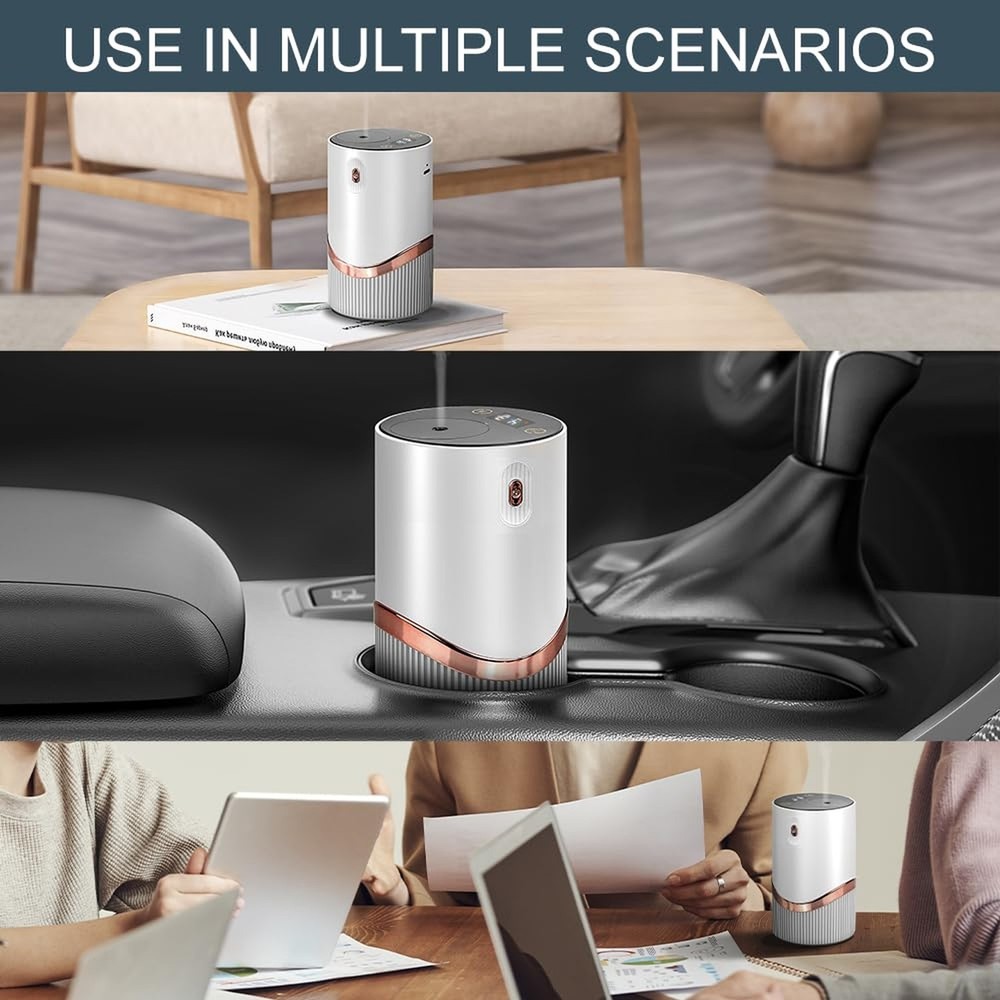 Waterless Essential Oil Diffuser - Car Aroma Diffuser, Portable Smart Scent A...