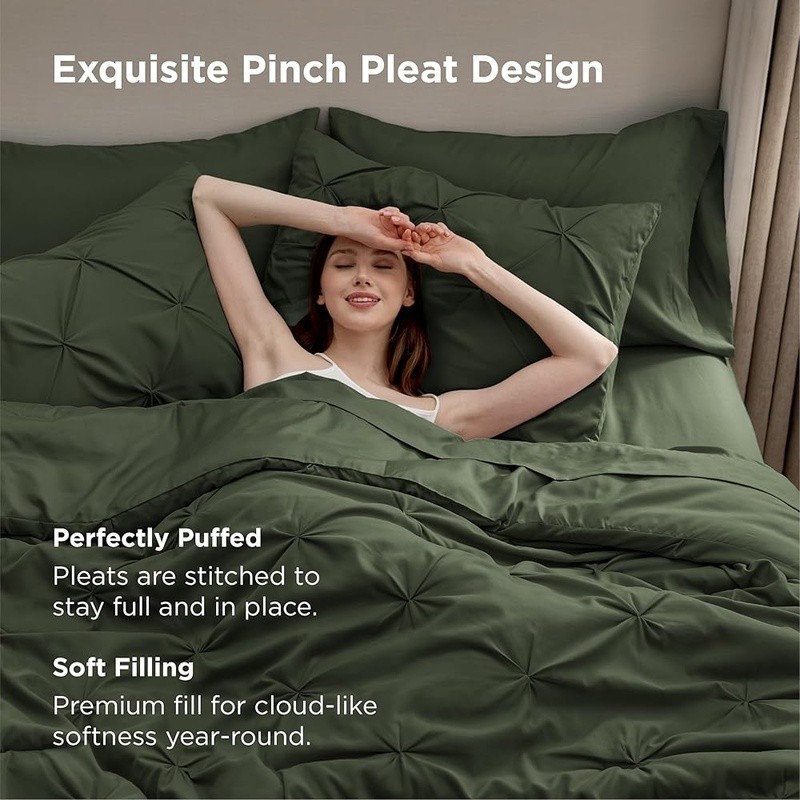 Queen Bedding Set 7 Piece Microfiber Comforter Soft Pillowcases Elegant Decor US
