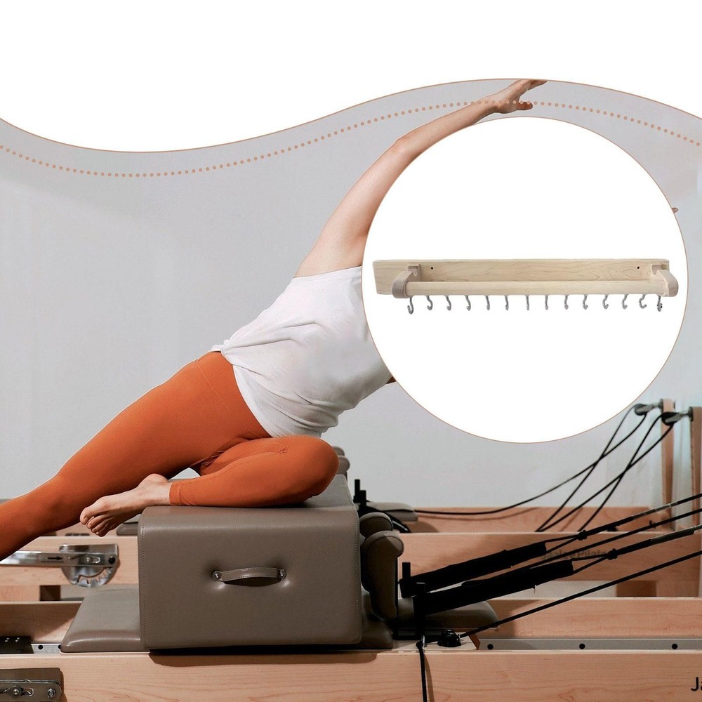Pilates Spring Keeper Rack Maple Wood Exercise Wall Mounted Spring Holder