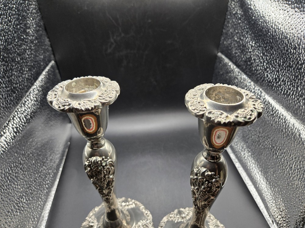 GODINGER Silver Art Co. 8" Candlestick Set Pair Baroque Grape Pattern