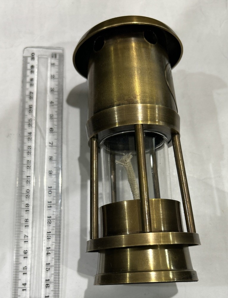SOLID BRASS COLLECTABLE MINERS SAFETY LAMP WITH WICK INSIDE