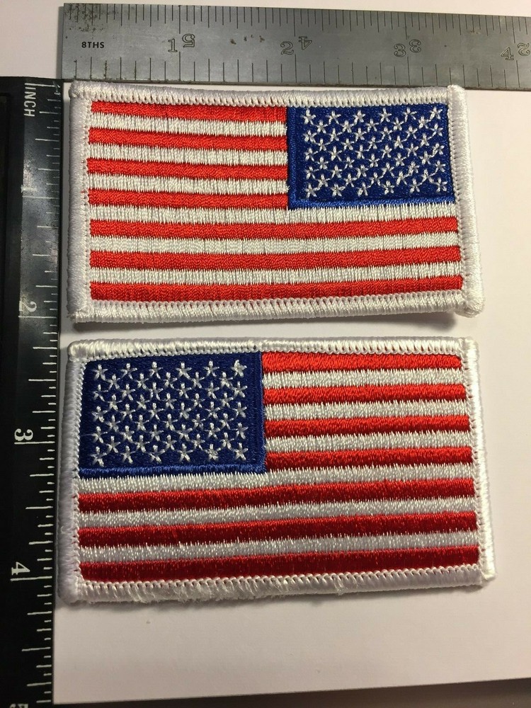 US Flag color Patch 2 pcs (2" x 3") white border