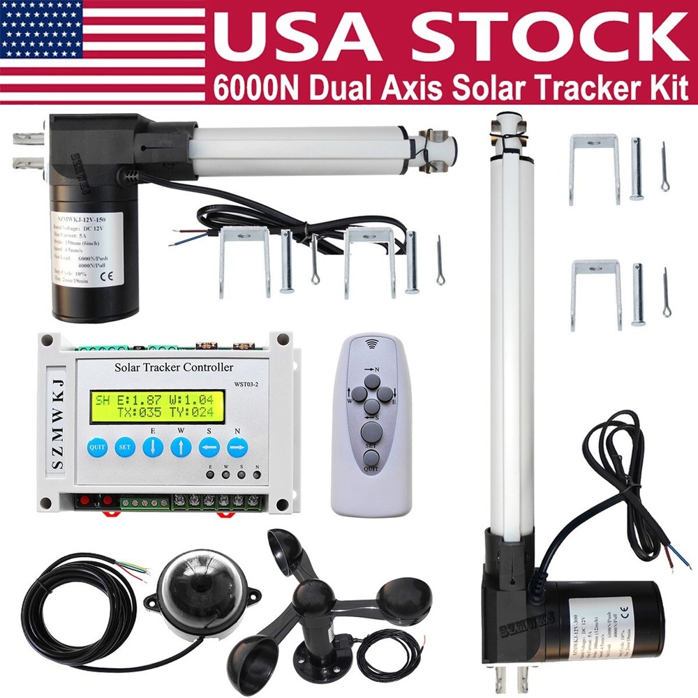 6000N 12V LCD Dual Axis Solar Tracking Tracker Kits W/ (6"&12" )Linear Actuators