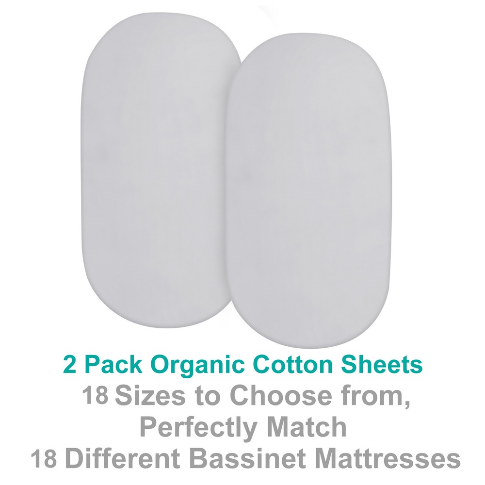 100% Cotton Bassinet Fitted Sheets Soft & Breathable 2 Pack Multi-size Gray