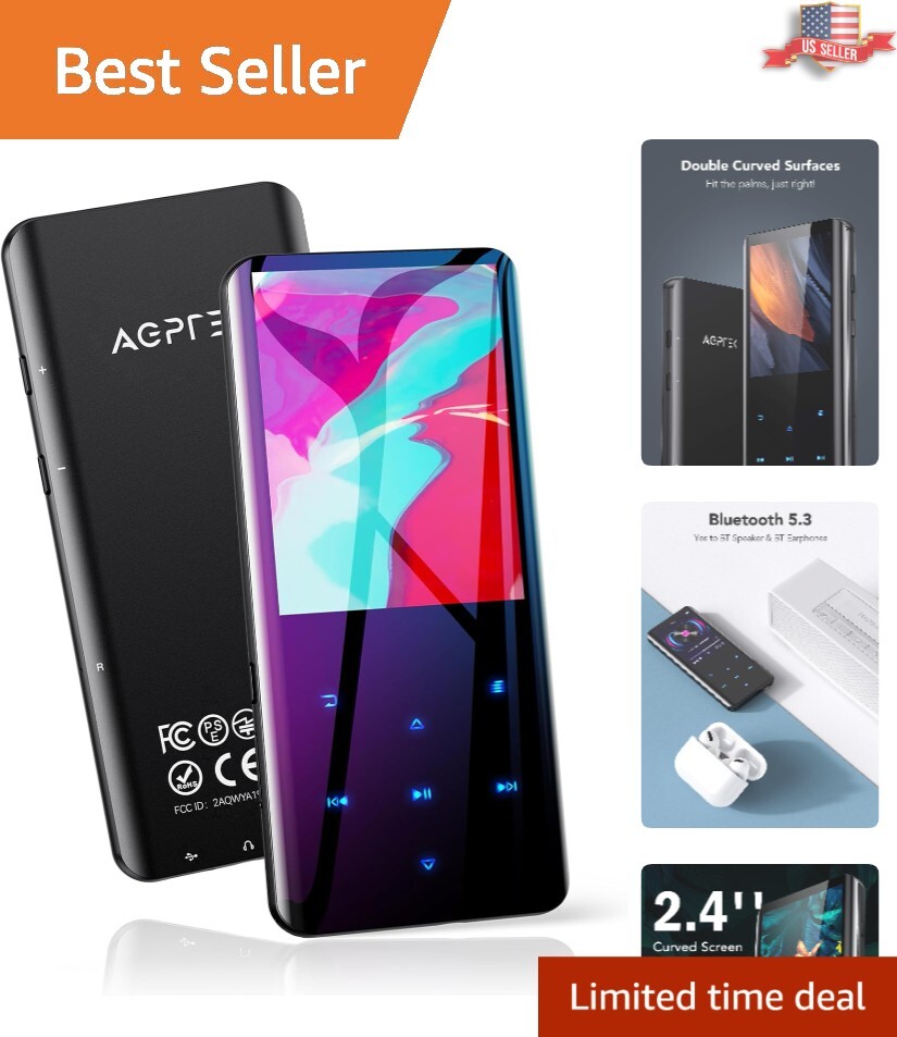 Expanded 128GB Bluetooth MP3 Player with Curved Screen—Lossless Audio Experience