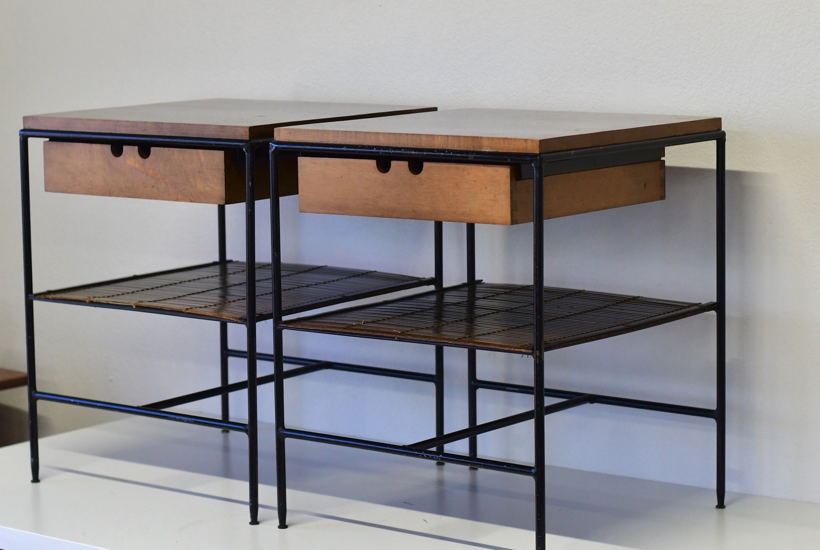 Mid Century Modern Pair of PAUL MCCOBB Wrought Iron PLANNER GROUP End Tables