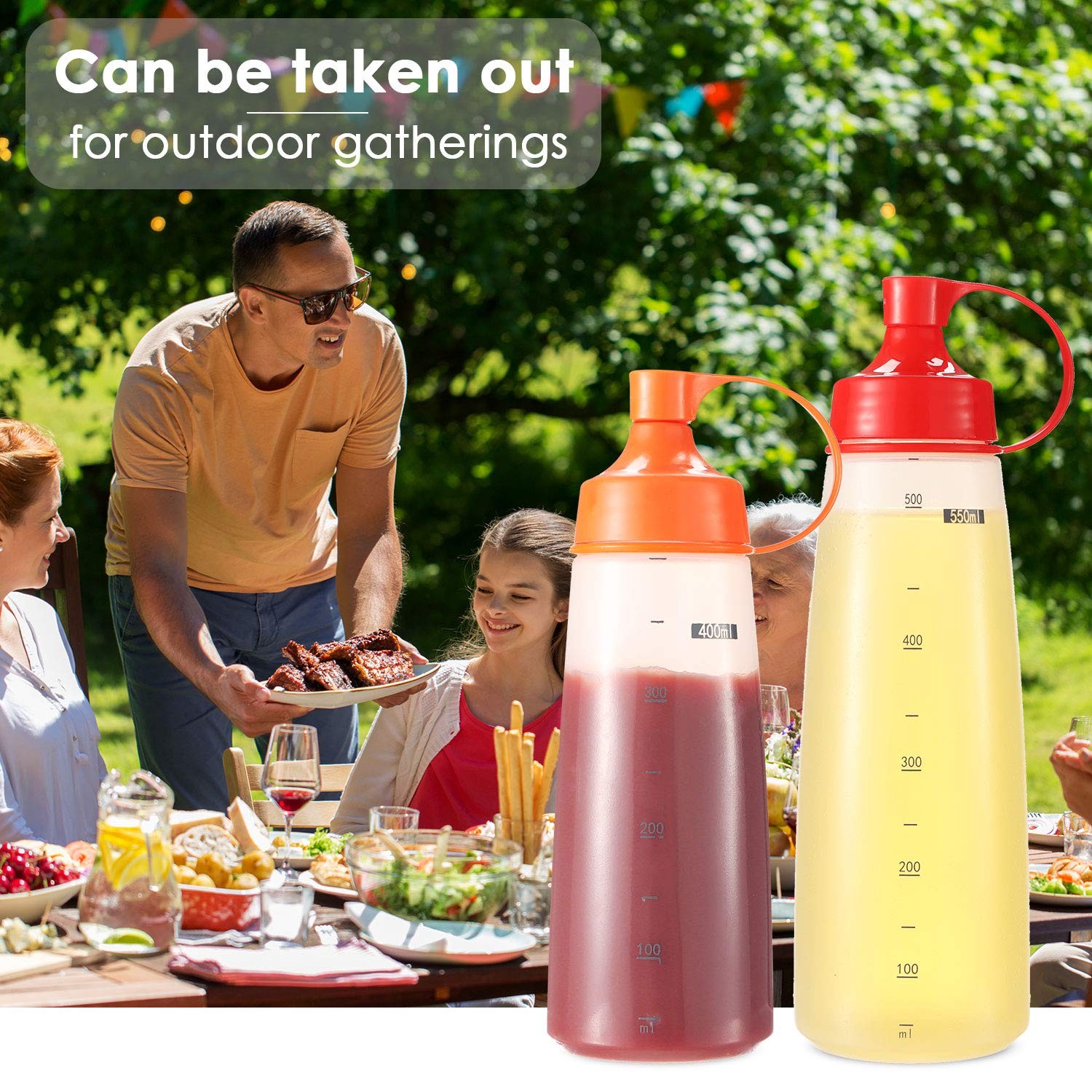 Condiment Squeeze Bottles Wide Mouth - 10oz Plastic For Sauces & Crafts 6-Pack