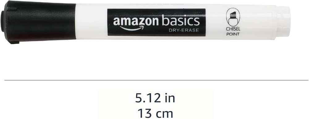 Amazon Basics Chisel Tip Dry Erase Markers, 4-Pack (Black, Red, Green, Blue)
