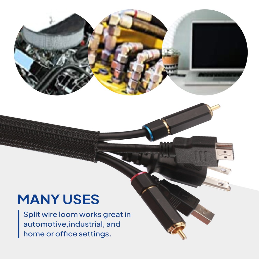 Split Braided Cable Sleeving Cords Wiring Loom Harness Tubes Manager Protector