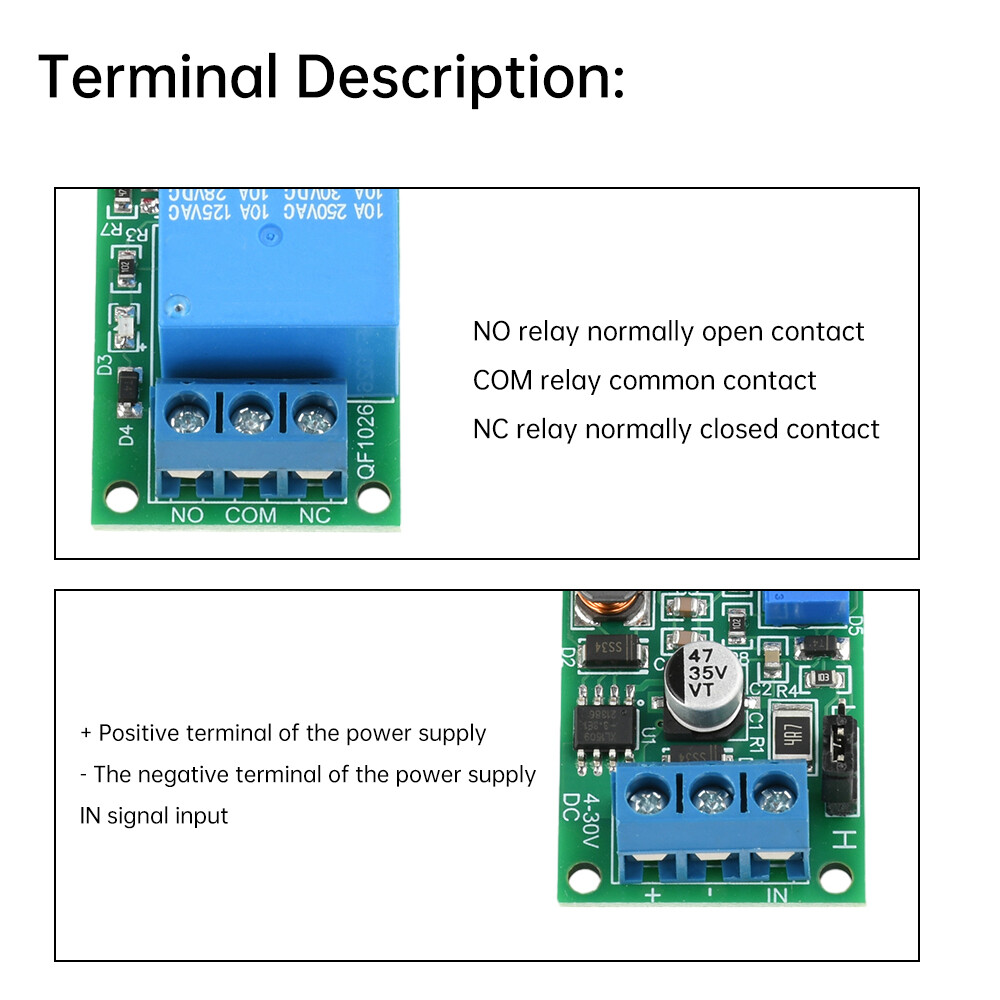 DC 4-30V 1 Way Time Delay Relay Module Adjustable Trigger Delay Switch Module