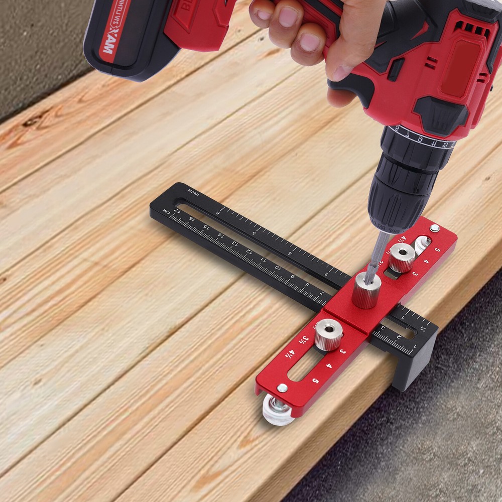 Drilling Positioning Guide Ruler Tool Adjustable Woodworking Drill Guide