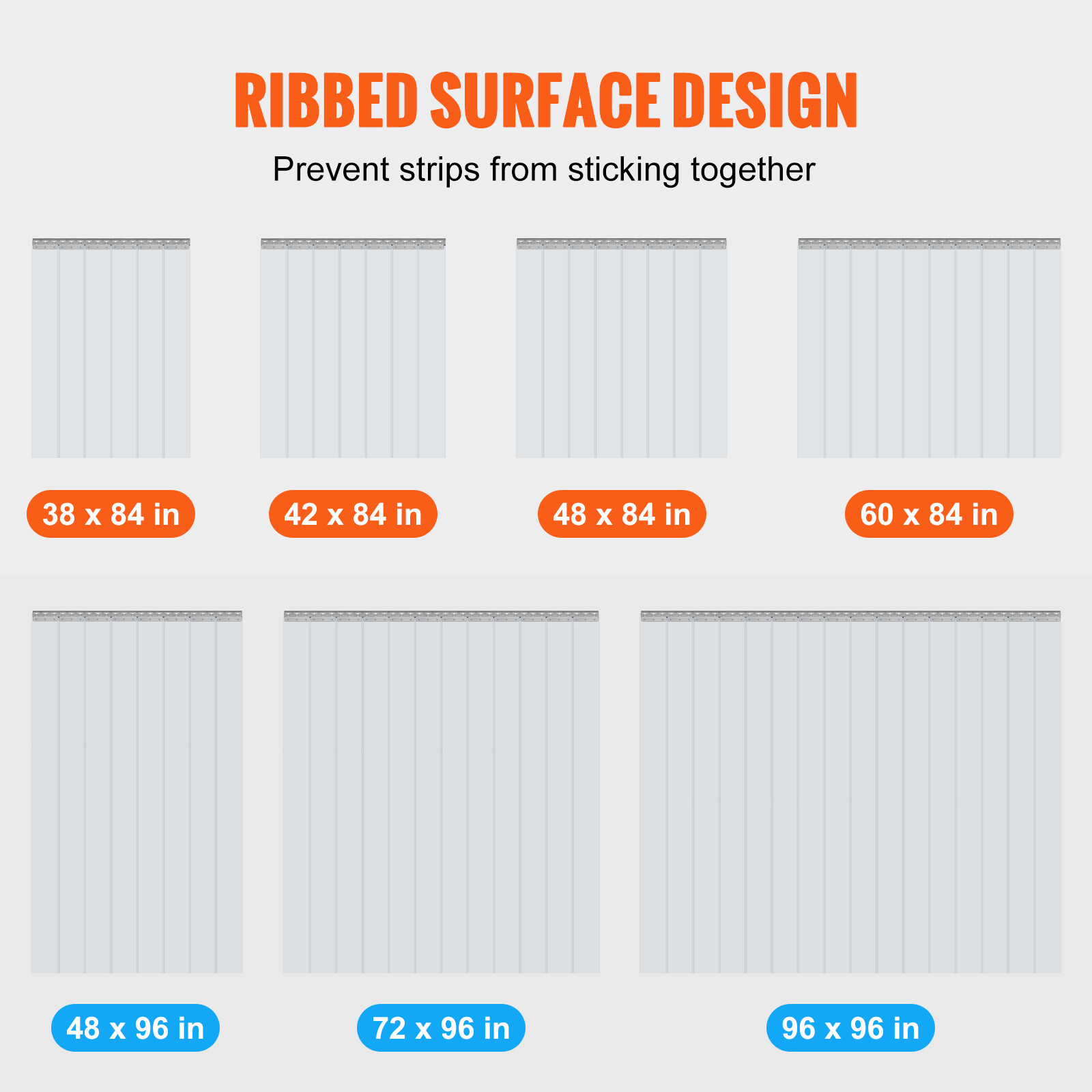 VEVOR Strip Curtain PVC Door Curtain 42" x 84" Cooler Freezer Clear Plastic