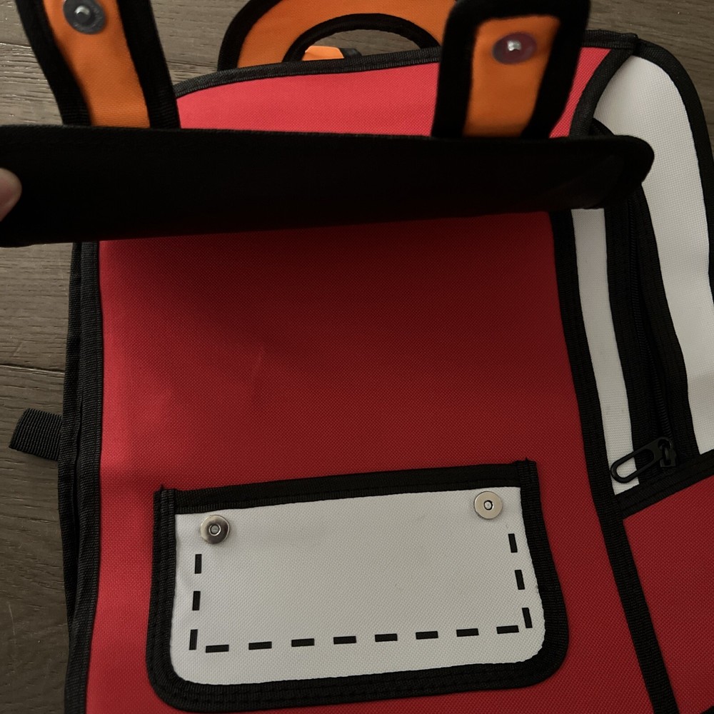 3D Cartoon Canvas Red/Blk/Orange Backpack