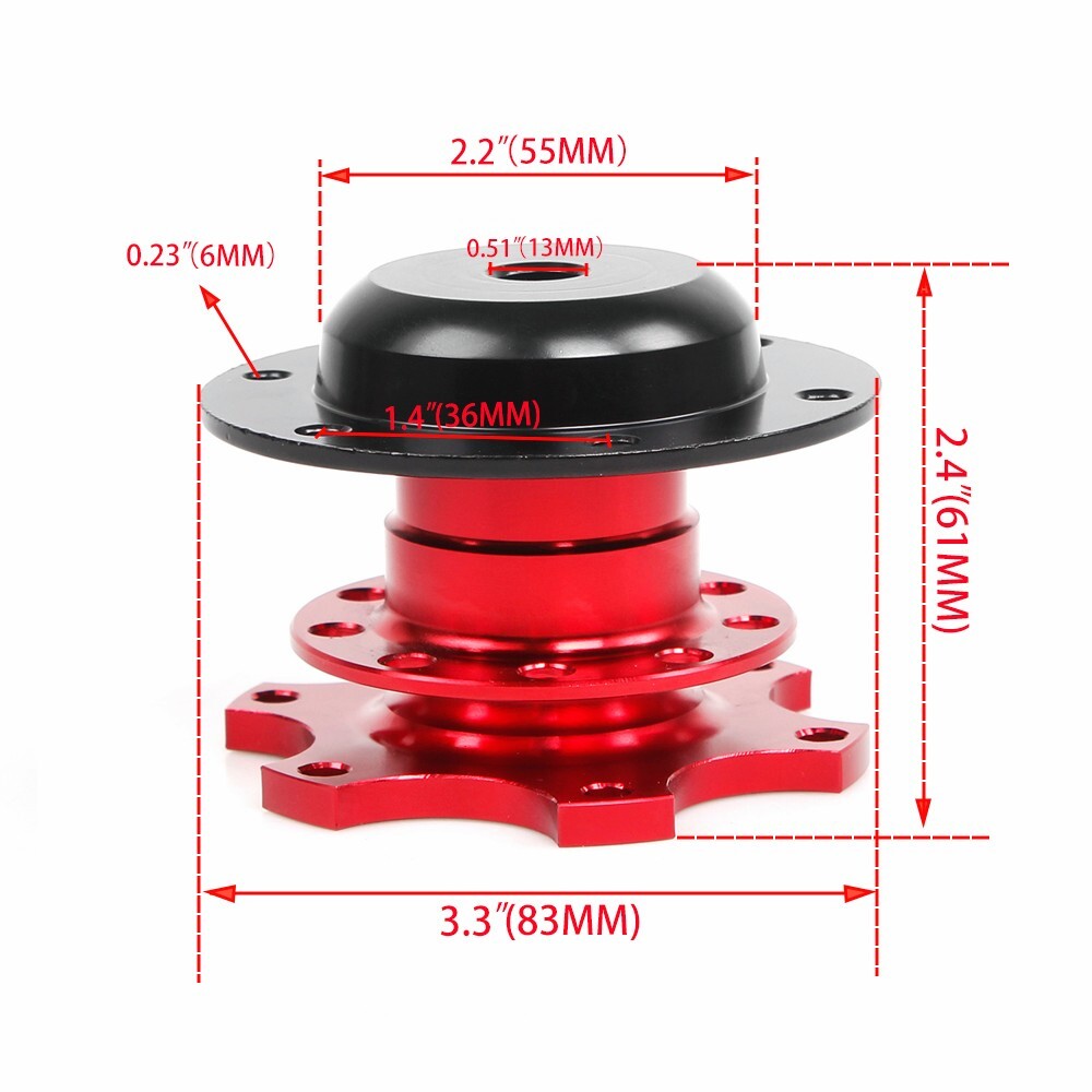 14inch Red Deep Dish Drifting Racing Steering Wheel+Red Quick Release Adapter