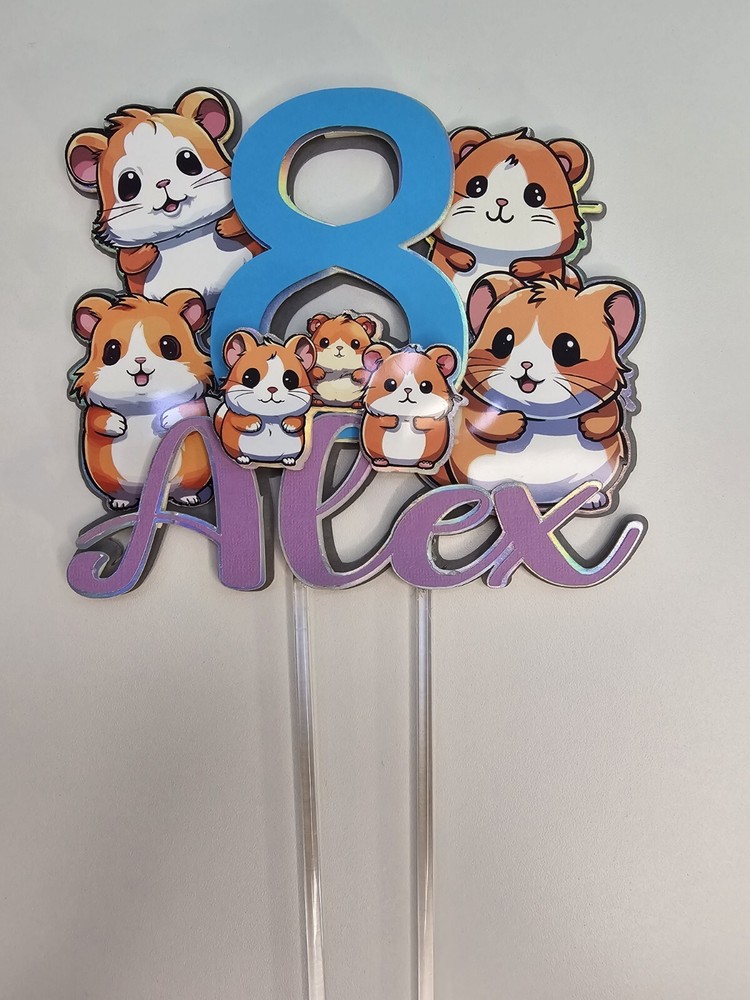 Personalized Cake Topper Hamster Theme