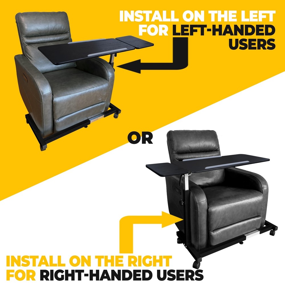 Recliner Table, Over the Bed Table with Wheels, Adjustable Width & Height, wi...