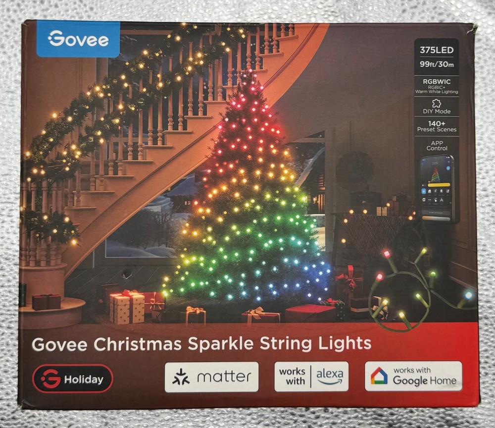 Govee Christmas Sparkle String Lights 99ft, RGBWIC String Lights