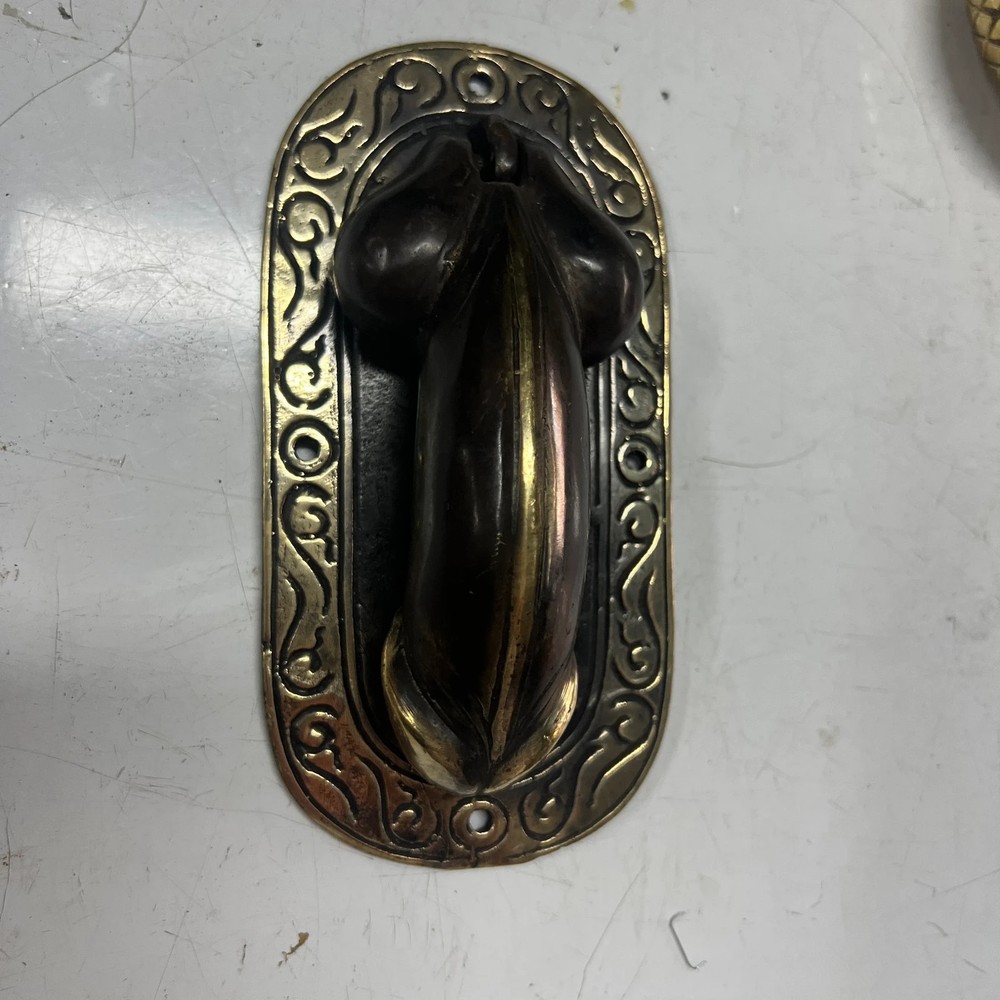 Brass door knocker 6” long Penis Shape Heavy 8.5cm banger Solid HEAVY rustic