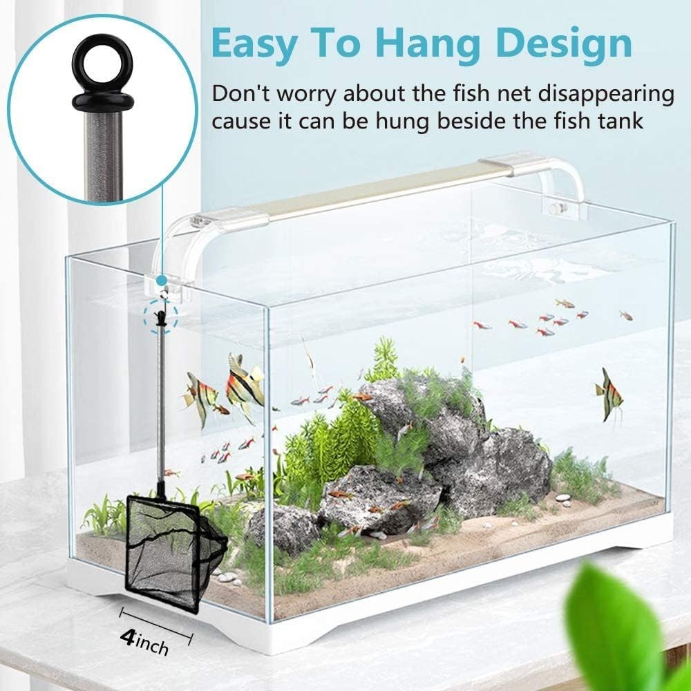 Extendable Aquarium Fish Net - 4" Fine Mesh with 9-24" Stainless Handle