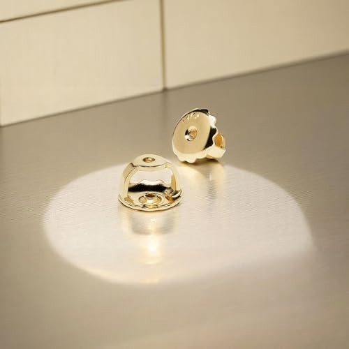 Elegant 14K Solid Yellow Gold Earring Back Replacement - Threaded Screw-On, Qual