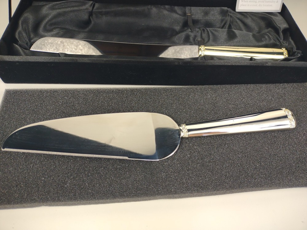 Things Remembered Cake Serving Set silver plated flute and server w box wedding