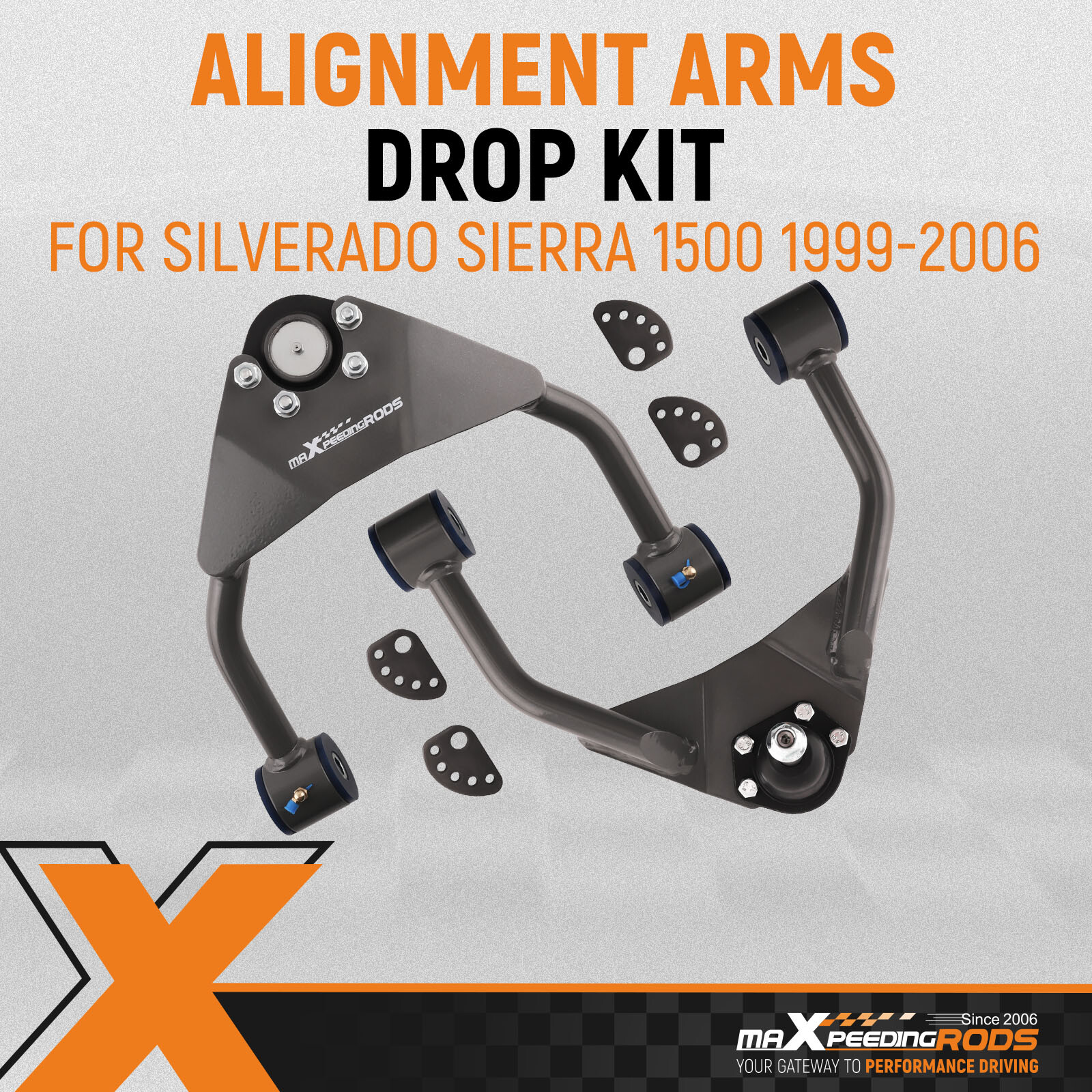 2x Upper Drop Alignment Control Arms Drop Kit for 1999-06 Silverado Sierra 1500
