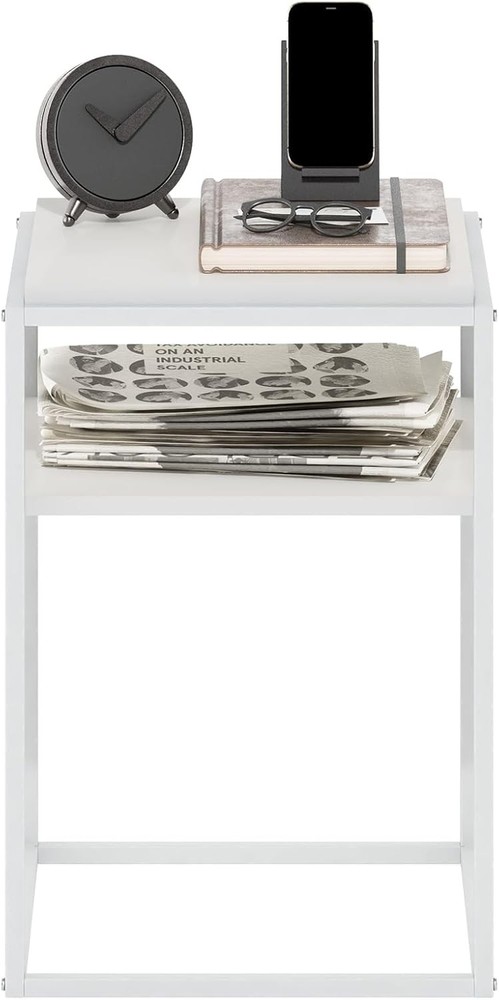 Moretti Side Table 2-Tier Stackable Metal Frame End Table W/ Open Shelf Night