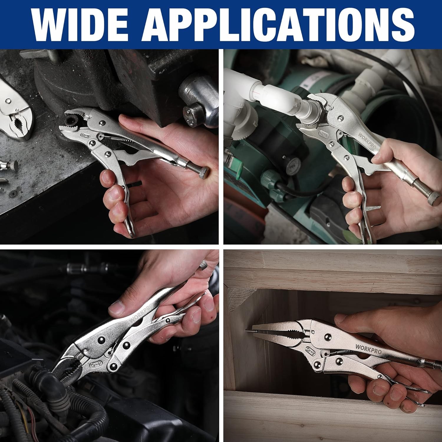 WORKPRO 5-Piece Locking Pliers Set Vice Grips w/Chrome-vanadium Steel Tool Set