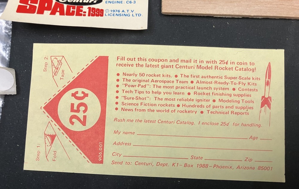 Centuri Space 1999 Eagle Transporter Flying Model Rocket Kit - Open - Complete