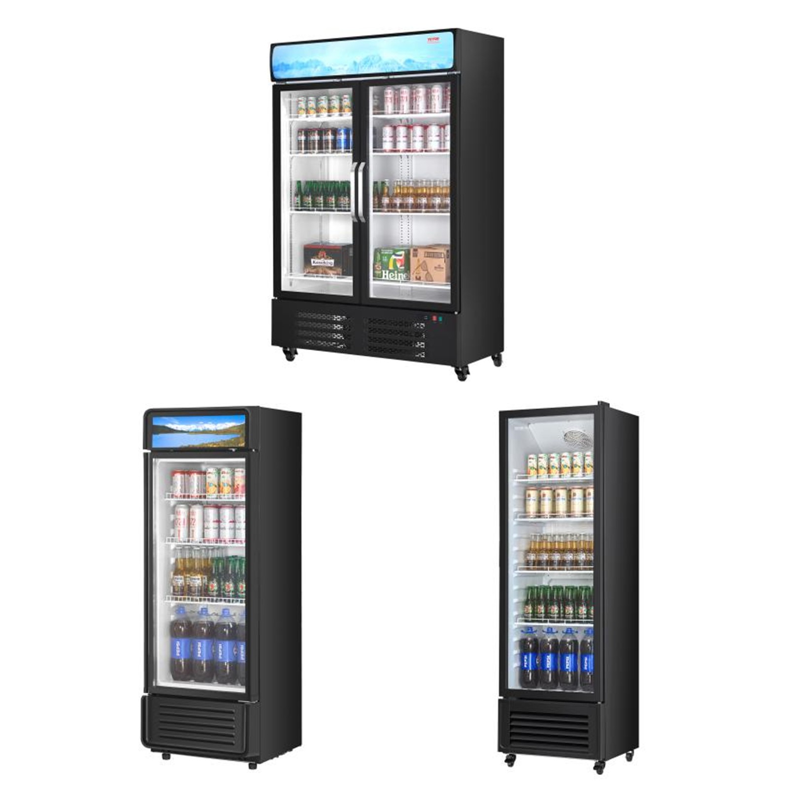 VEVOR Commercial Merchandiser Refrigerator 5.7-36.27 CU.FT Glass Door Fridge
