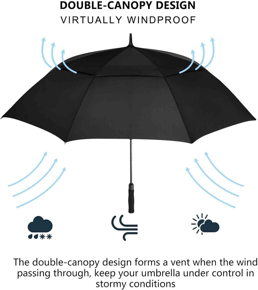 Extra Large Automatic Golf Umbrella, 62-72 In, Windproof & Waterproof Protection