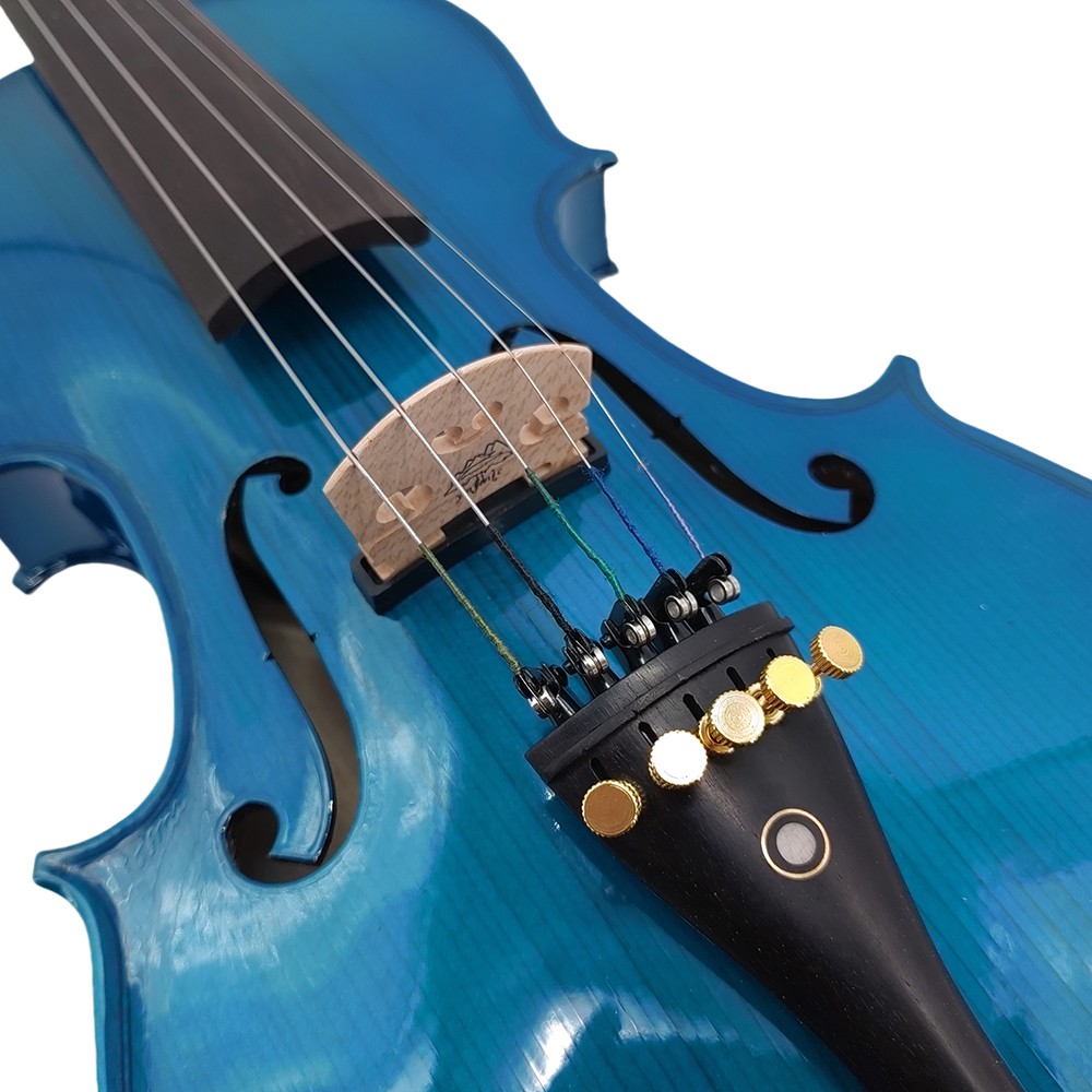 Electric Violin Blue 5 String 4/4 Full Size Maple Spruce Solid Violin Hand Made