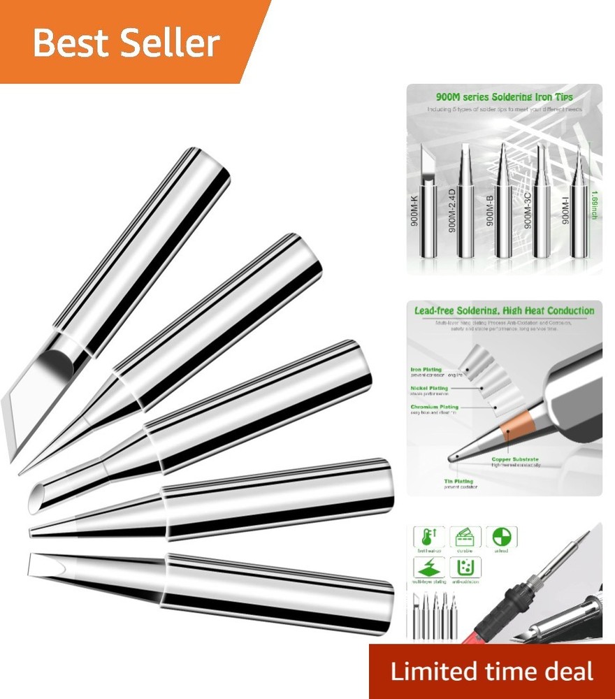 Versatile 5 PCS Replacement Solder Tips for 900M Iron – Adjustable & Durable