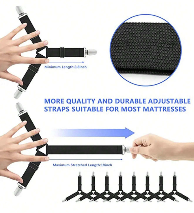 4pcs Adjustable Bed Sheet Fasteners - Metal Sofa & Quilt Clip Set - NEW