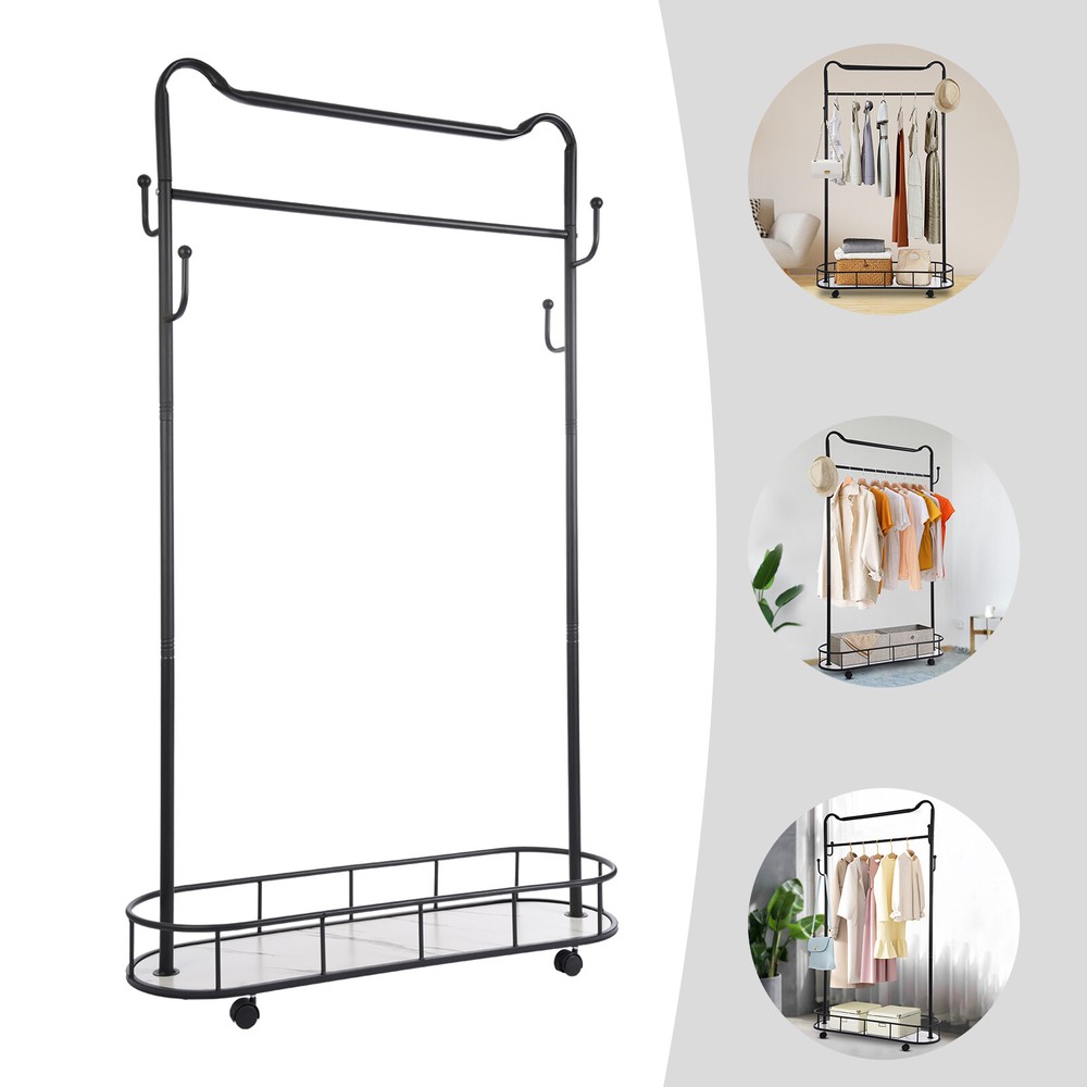 Clothes Rack, Movable Coat Rack, Coat Rack with Storage Basket