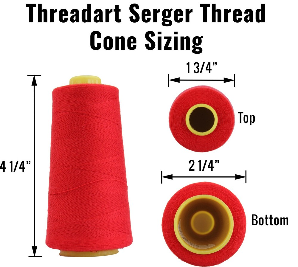 SERGER THREAD SPUN POLYESTER HUGE 2750 YD CONES STRONG LOW LINT - THREADART