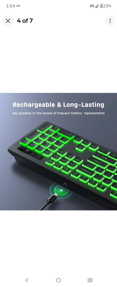 Backlit Wireless Keyboard, 2.4G Silent Wireless Light Up Keyboard, Full Size ...