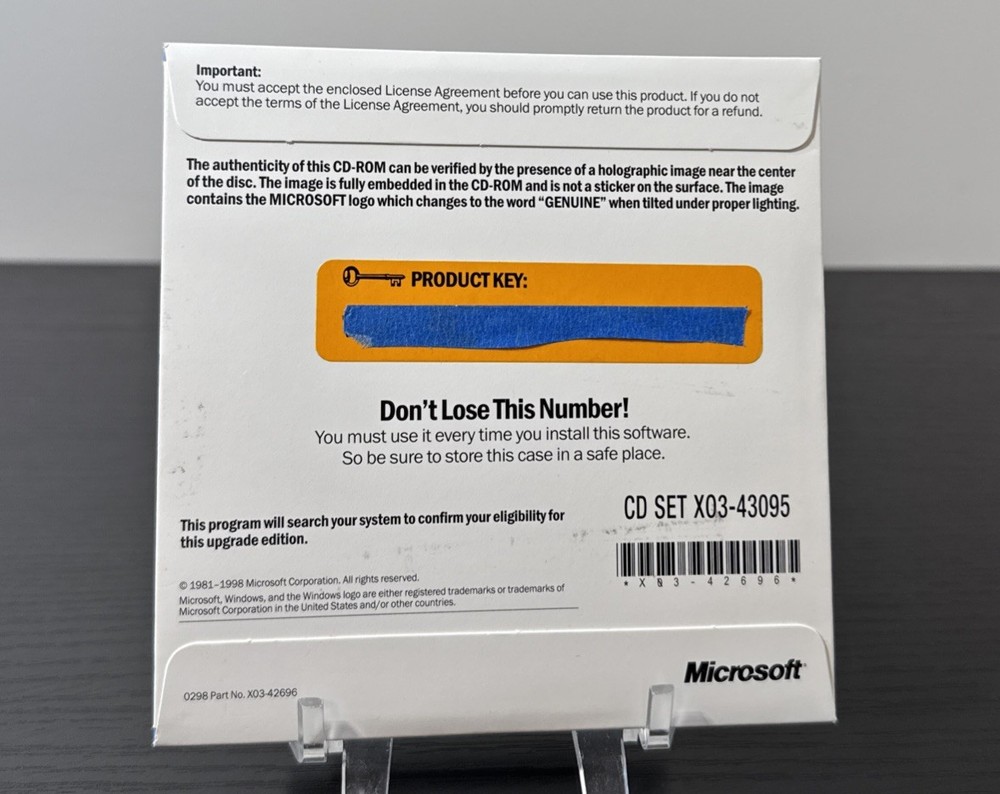 Microsoft Windows 98 Second Edition Upgrade Original Disc & Factory Sealed