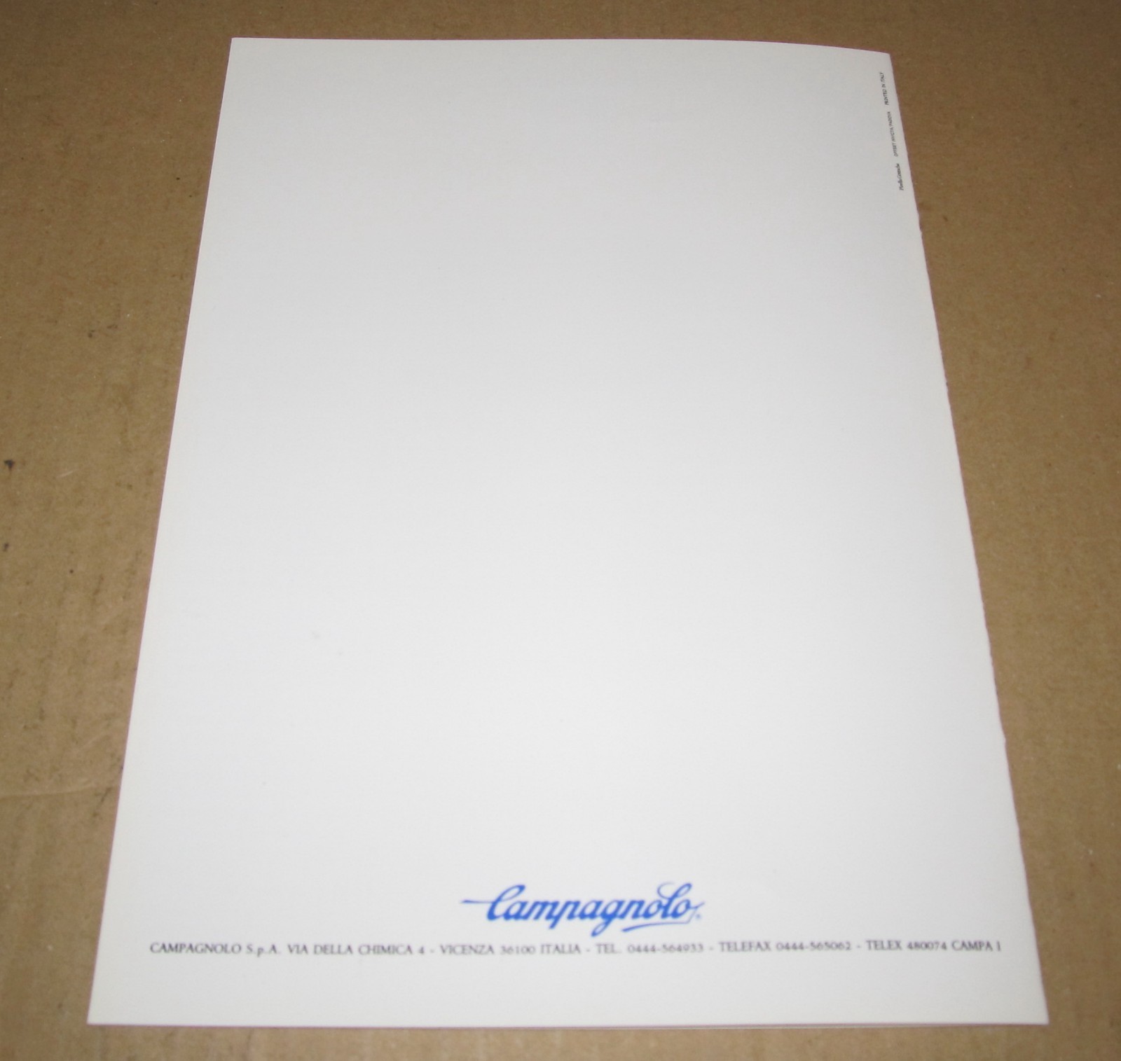 Campagnolo Biodynamic & Biothermal Aerodynamic Water Bottle Brochure 1980's