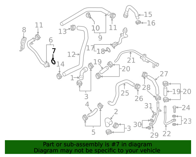 Genuine Audi Engine Coolant Pipe O-Ring 059-121-437