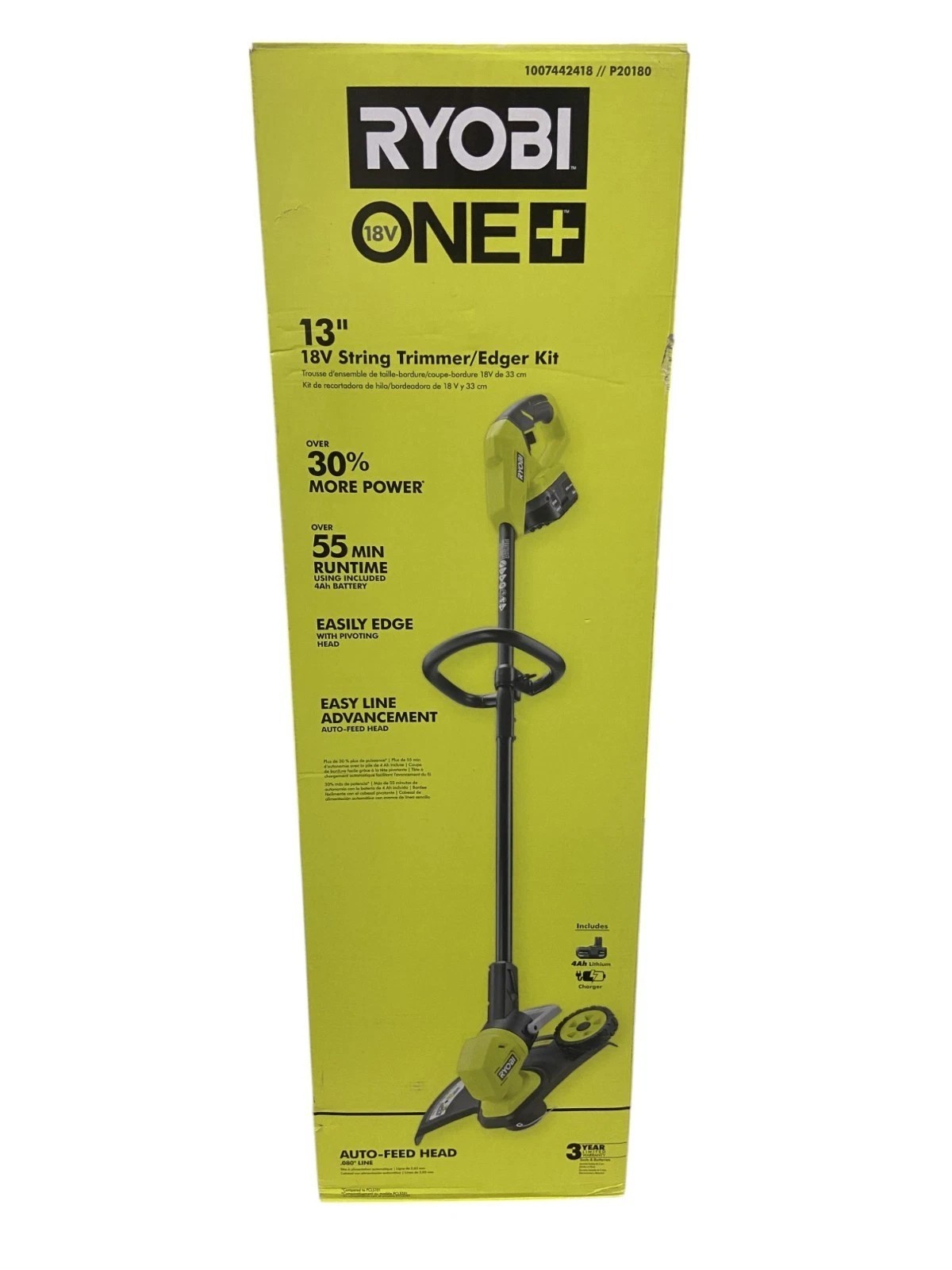 Ryobi P20180 18V 13"in Cordless Battery String Trimmer/Edger - (Tool Only)