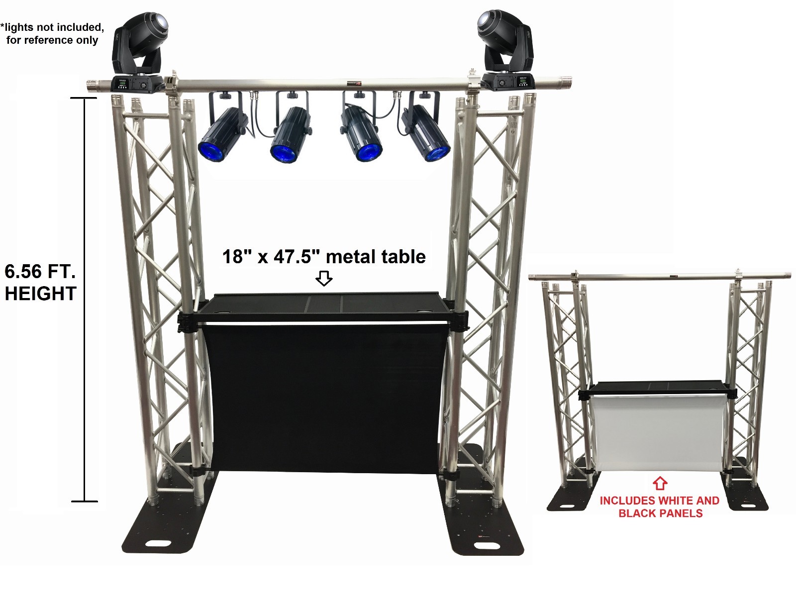 DJ Event Facade White/Black Scrims Aluminum Truss Booth 6.56' Arch truss System