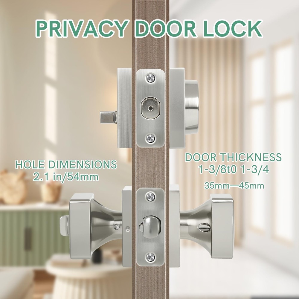 Square Door Knobs Exterior Lock Set with Deadbolt, Single Satin Nickel