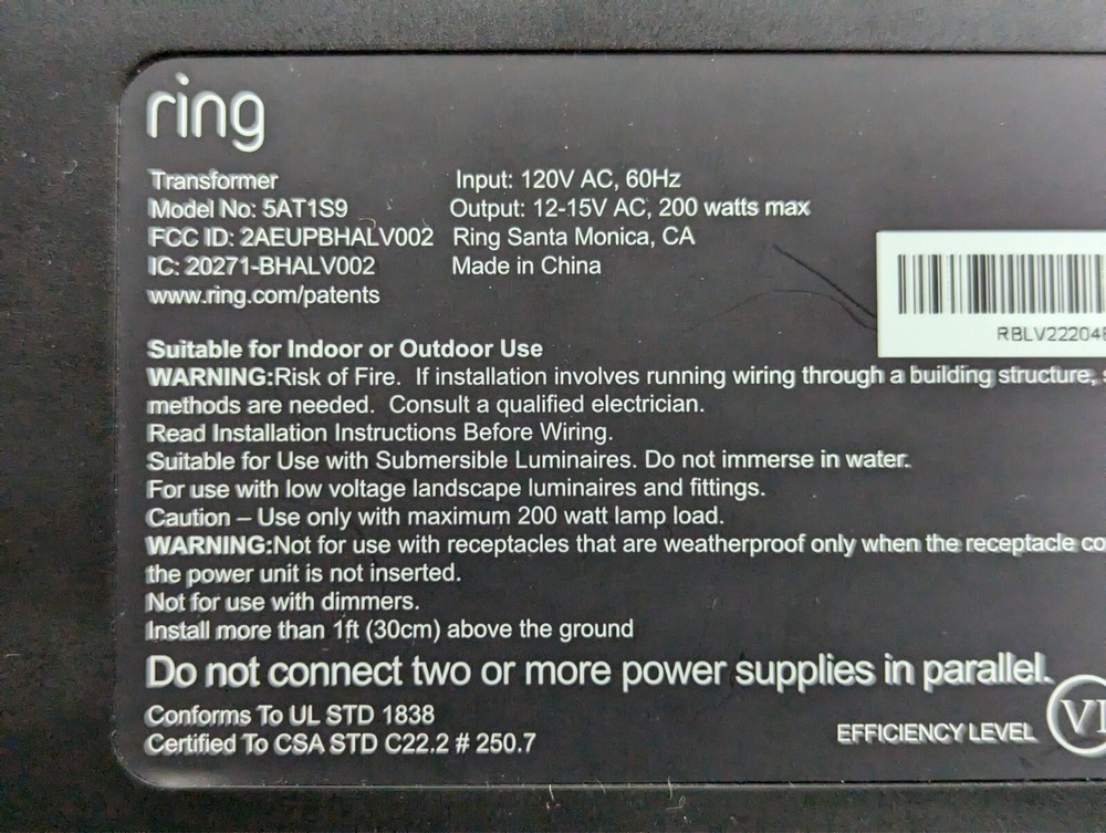 🔥New/Open Box🔥 Ring Smart Lighting - Low Voltage Lighting Transformer Black