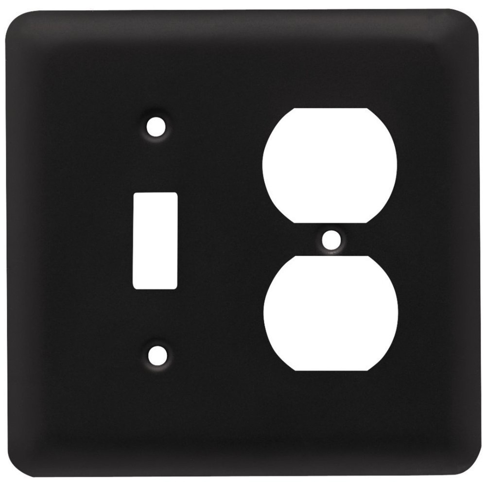 Single Switch Duplex Wall Plate- Flat Black