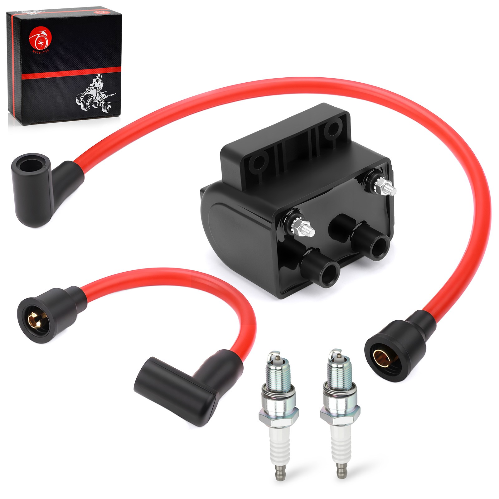 Ignition Coil + Spark Plug Wire Cap for Softail Custom FXSTC FXST 1985 1986-1999