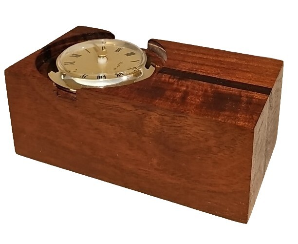 Solid Wood Block Desk Clock - 5.5" X 3"